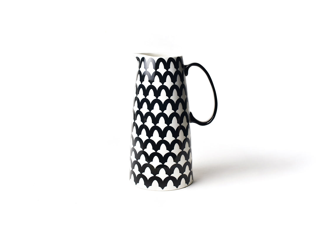 Back View of Black Arabesque Pedestal Pitcher