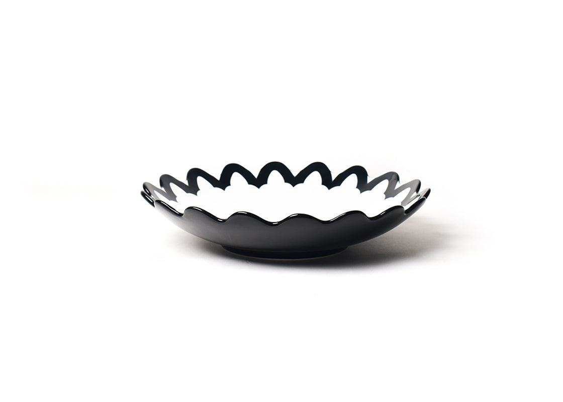 Front View of Black Arabesque Scallop 11 Pasta Bowl