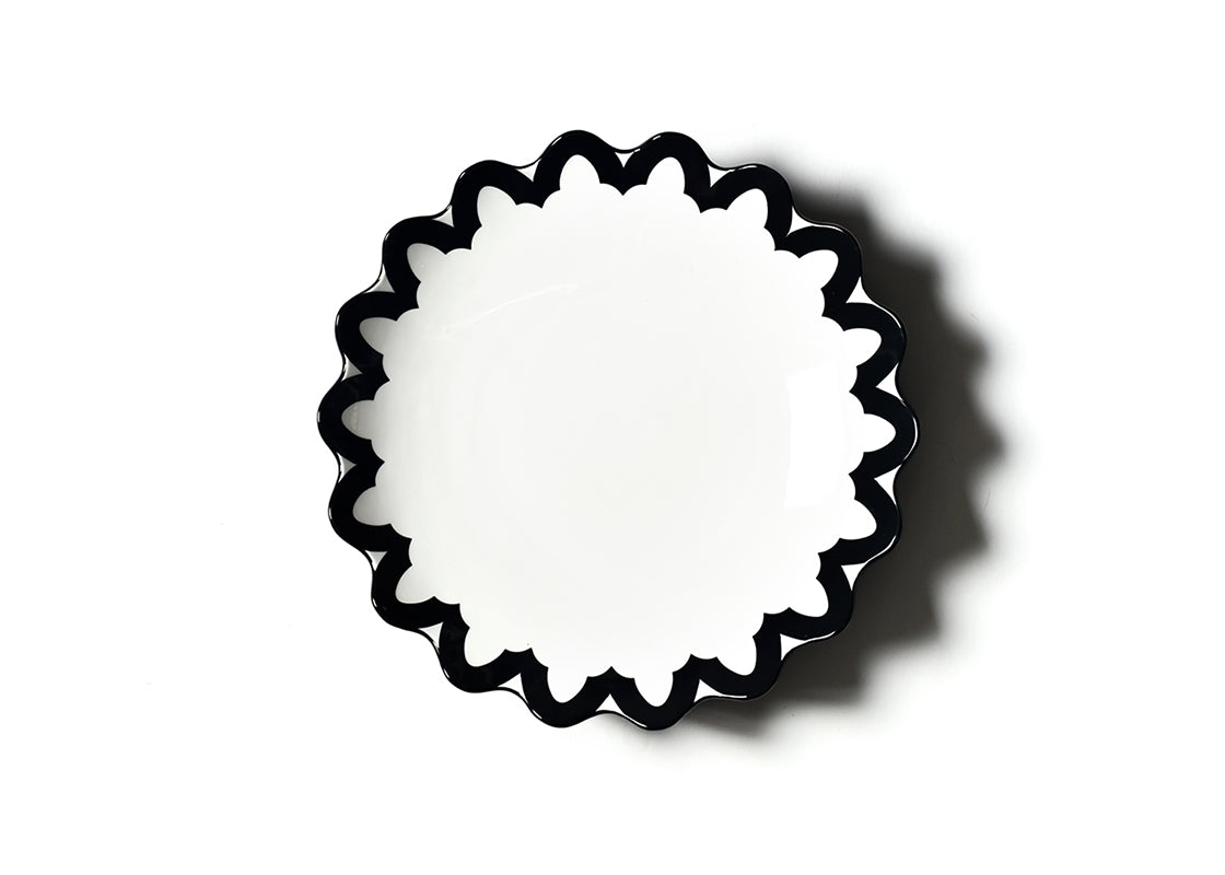 Overhead View of Black Arabesque Scallop 14 Pasta Bowl