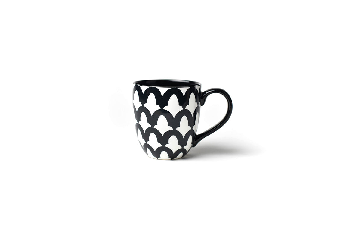 Back View of Black Arabesque Mug with Wide Handle