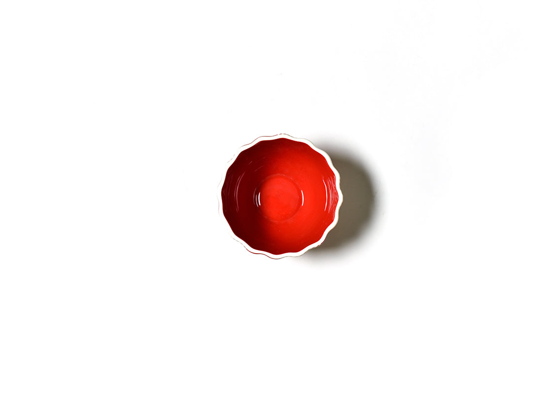 Interior view of Red Buffalo Ruffle Small Bowl Showcasing Hand-Painted Coloring on Inside