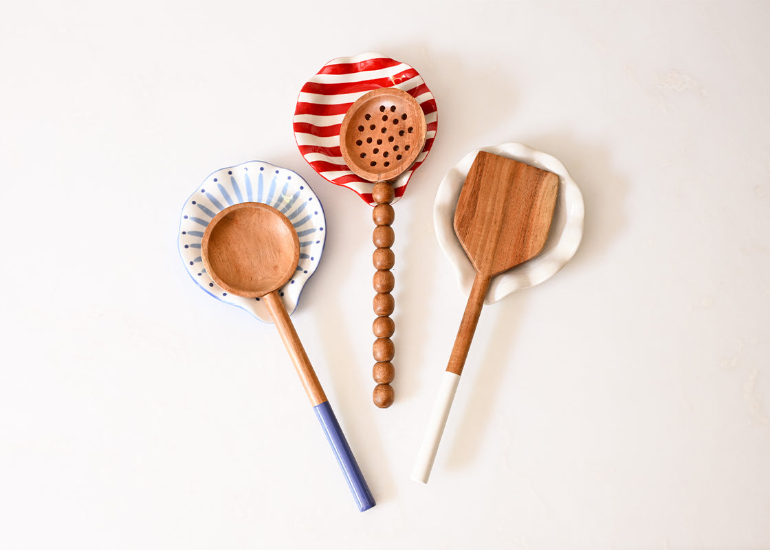 Wooden Slotted Spoon with Knobbed Handle
