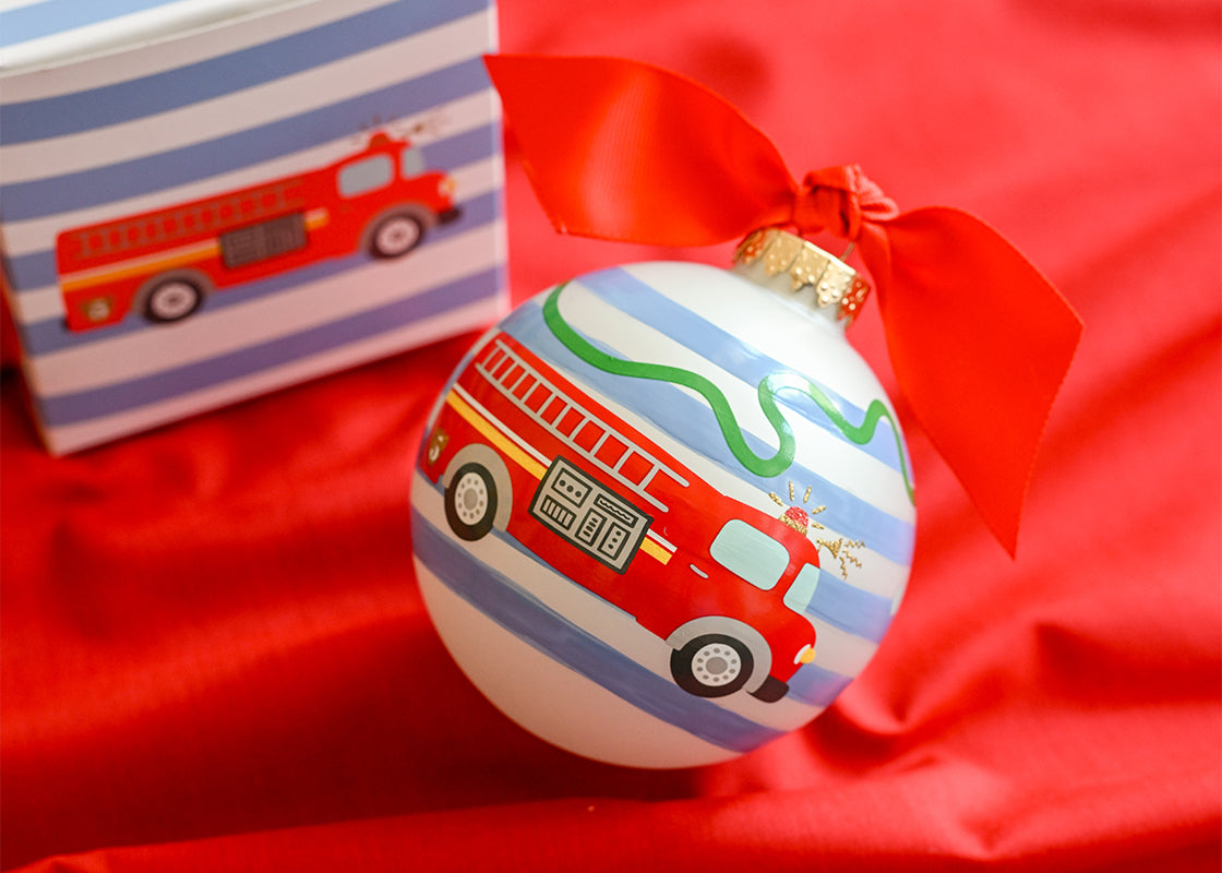Firetruck Glass Ornament