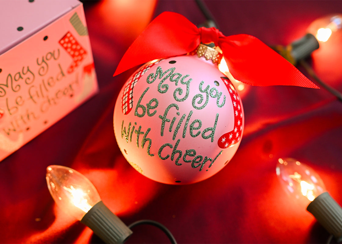 Filled With Cheer Stockings Glass Ornament