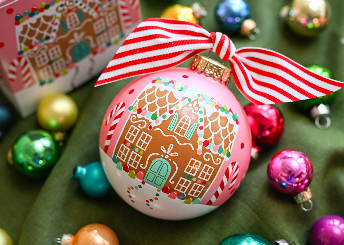 Gumdrop Gingerbread House Glass Ornament