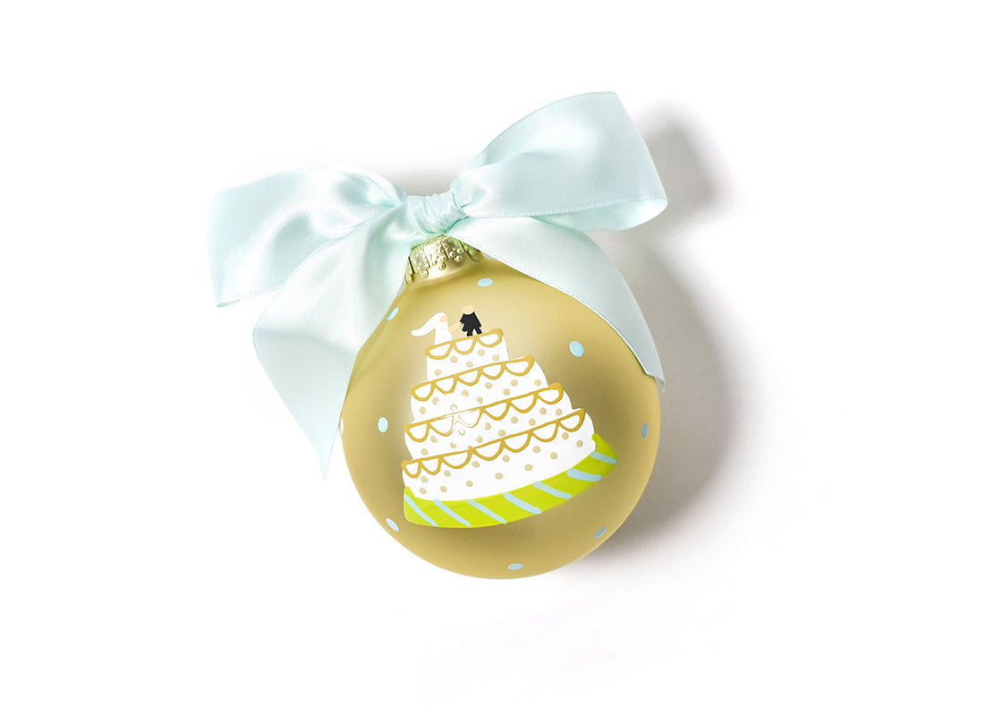 Front View of Wedding Cake Glass Ornament