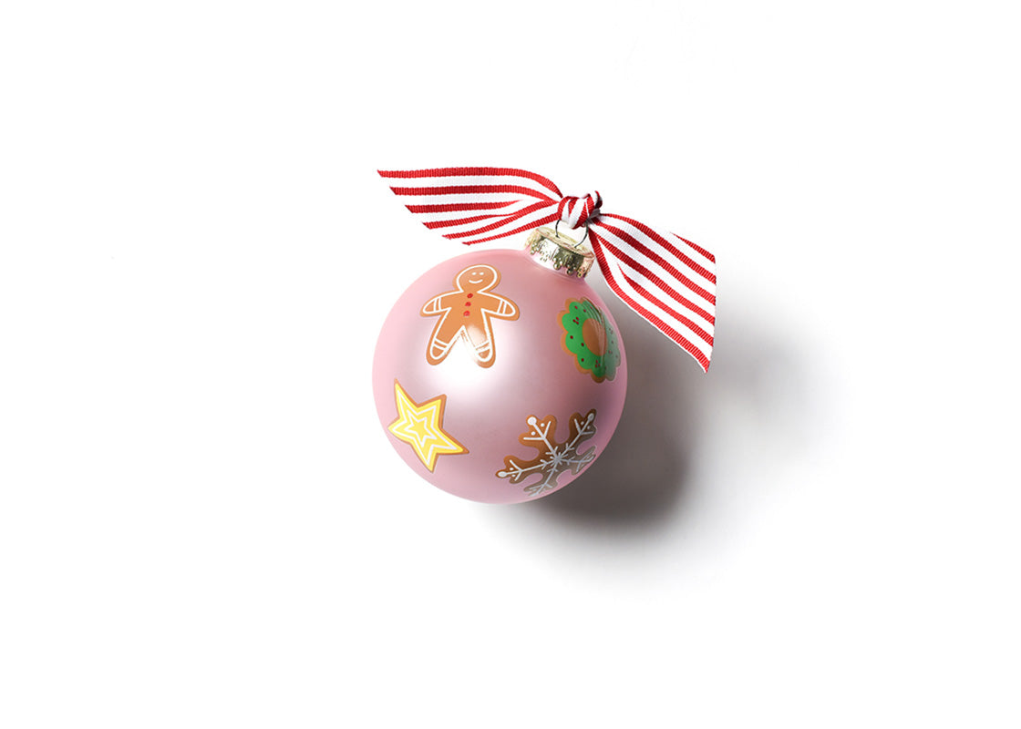 Front View of Frosted Christmas Cookies 100mm Glass Ornament