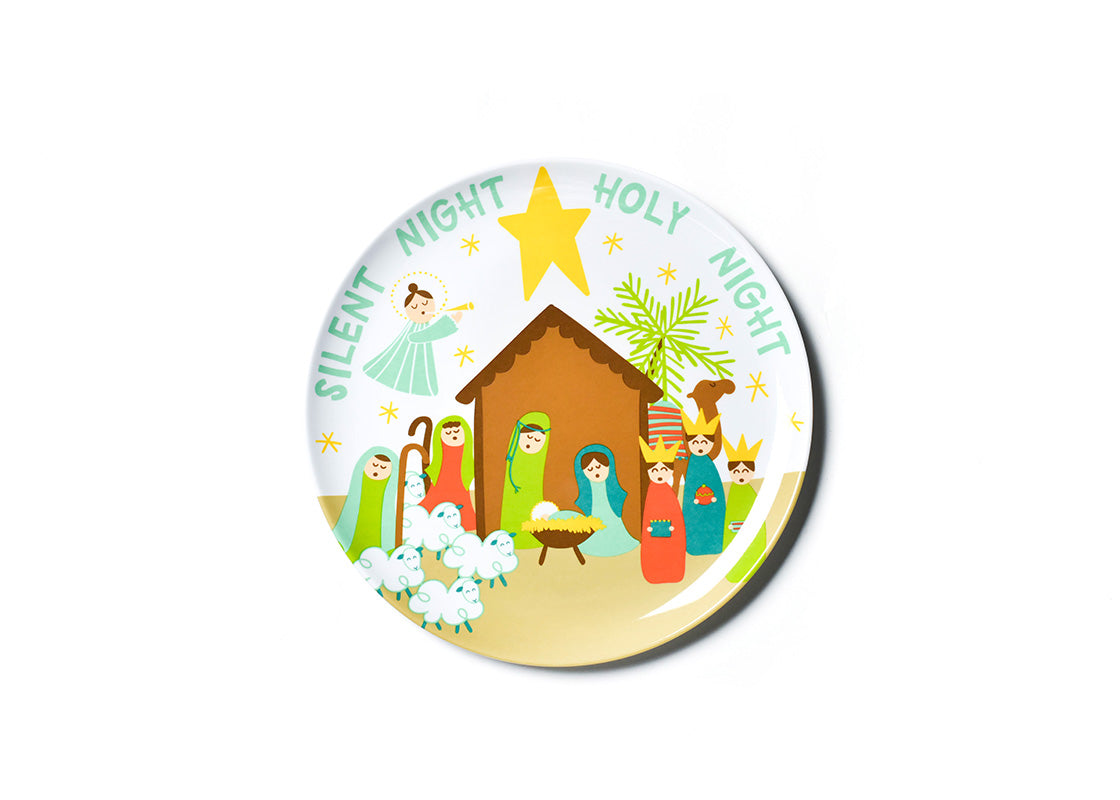 Overhead View of Christmas Nativity Melamine Dinner Plate