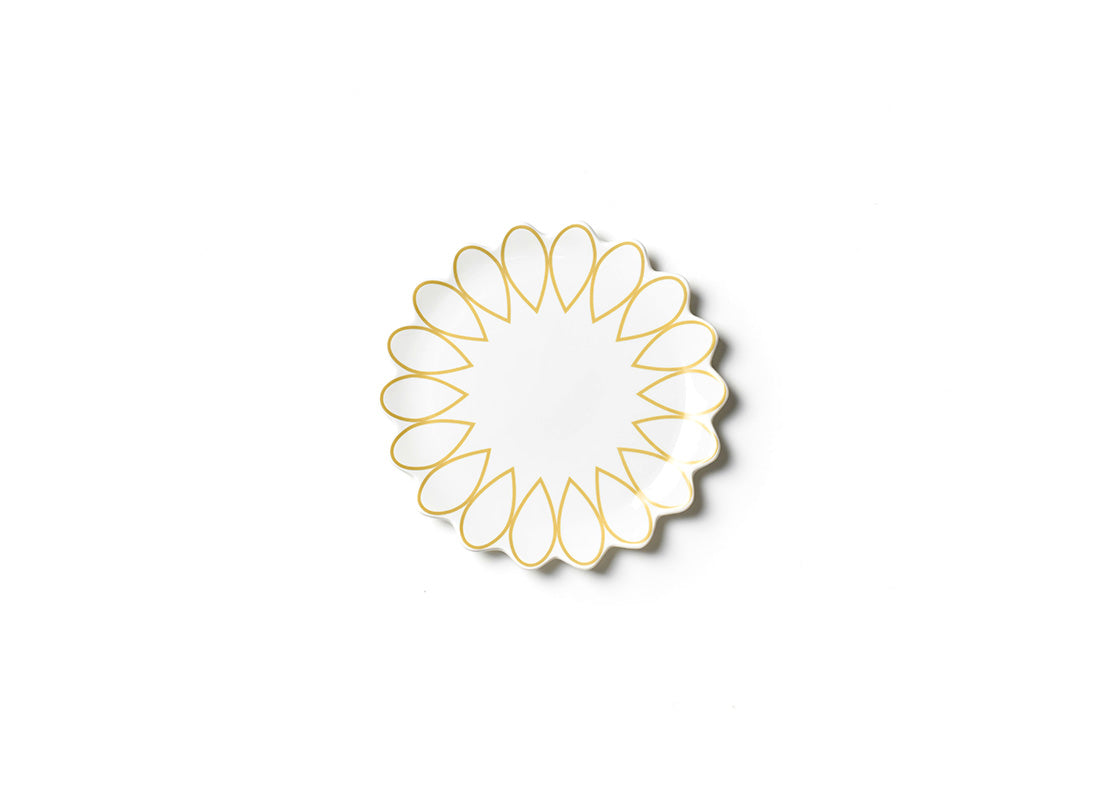 Overhead View of Deco Gold Scallop Salad Plate with Metallic Gold