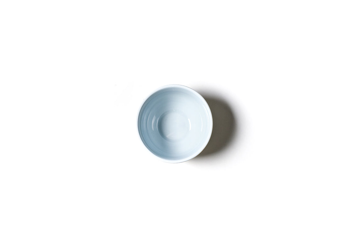 Overhead View of Iris Blue Drop Small Bowl Showcasing Hand-Painted Coloring Inside