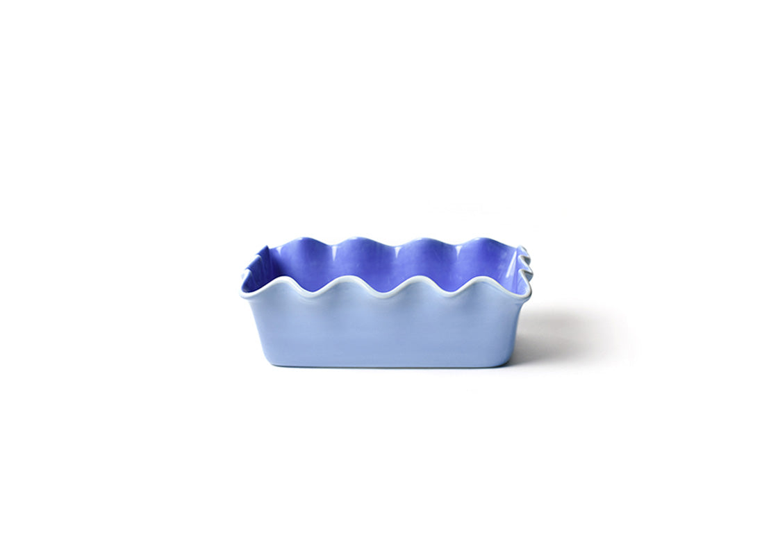 Front View of Iris Blue Ruffle Loaf Pan