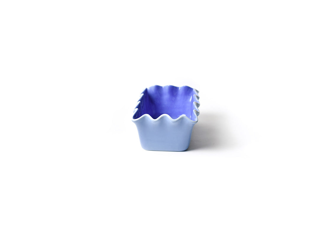 Right Side View of Iris Blue Ruffle Loaf Pan