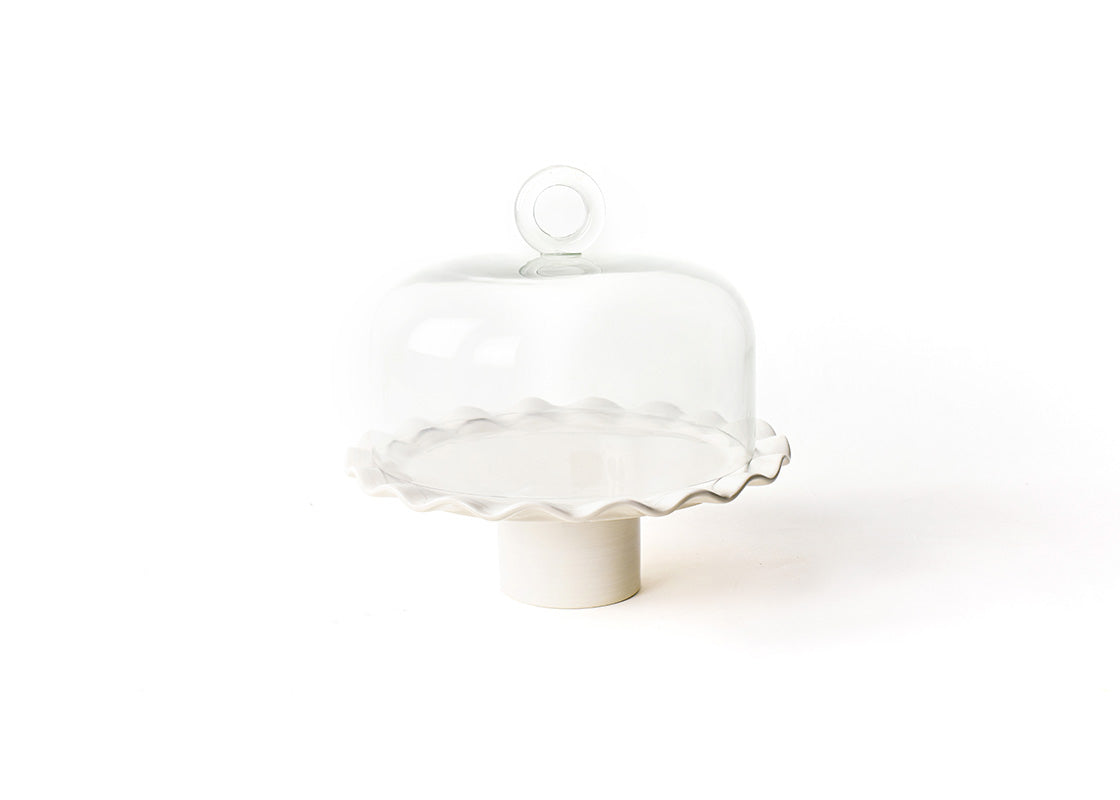 White Small Cake Stand with Glass Dome Coton Colors