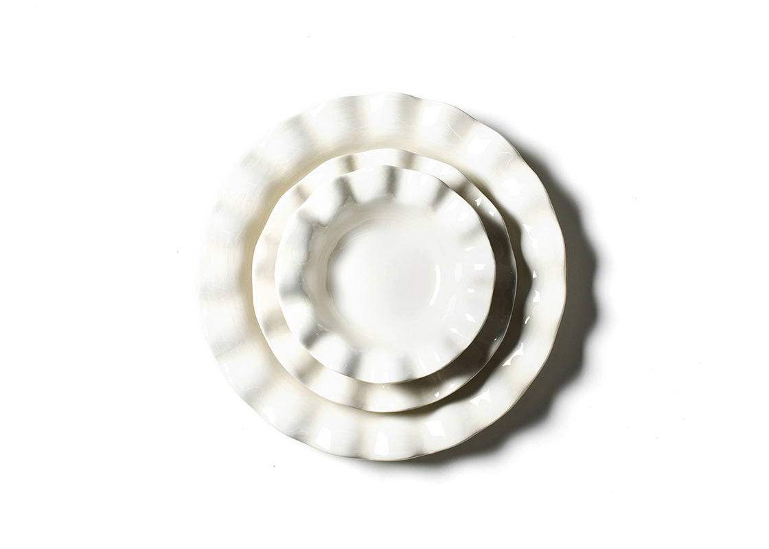 Overhead View of Coordinating Individual Place Setting from Signature White Dinnerware 12 Piece Set
