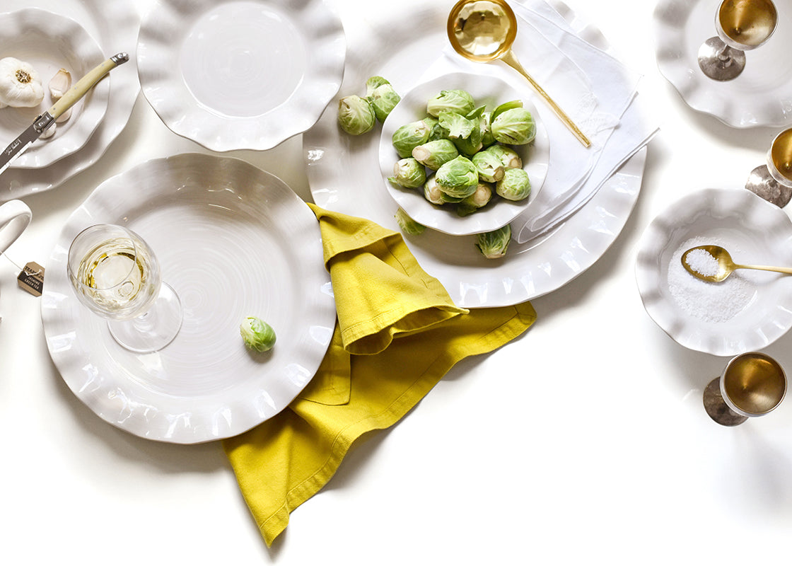 Cropped Close up of Pieces from Signature White Dinnerware 12 Piece Set