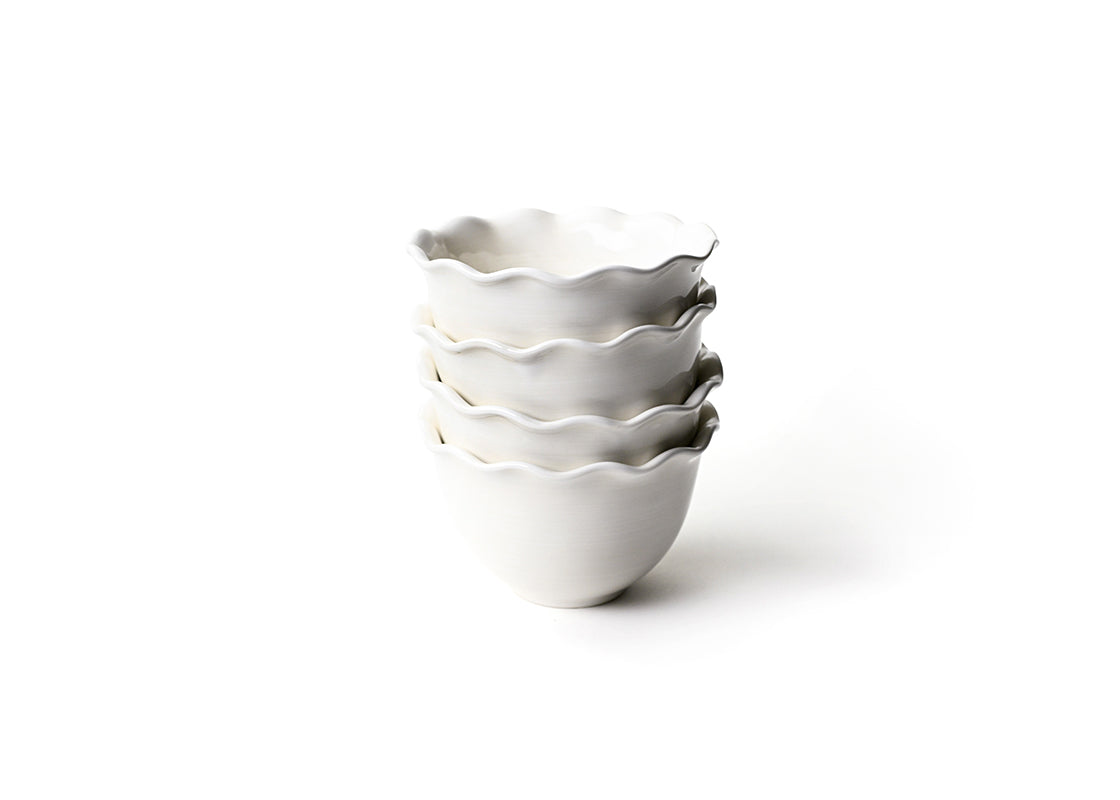Signature White Ruffle Dinner Bowls Set of 4