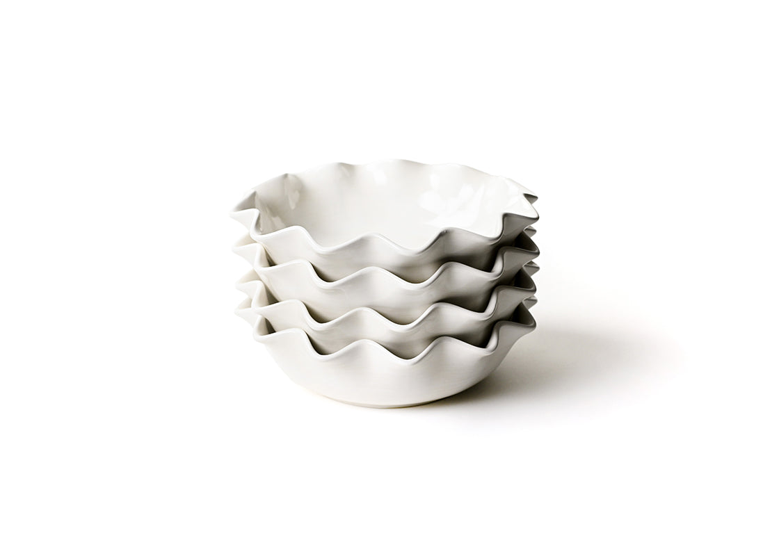 Signature White Ruffle Entree Bowls Set of 4