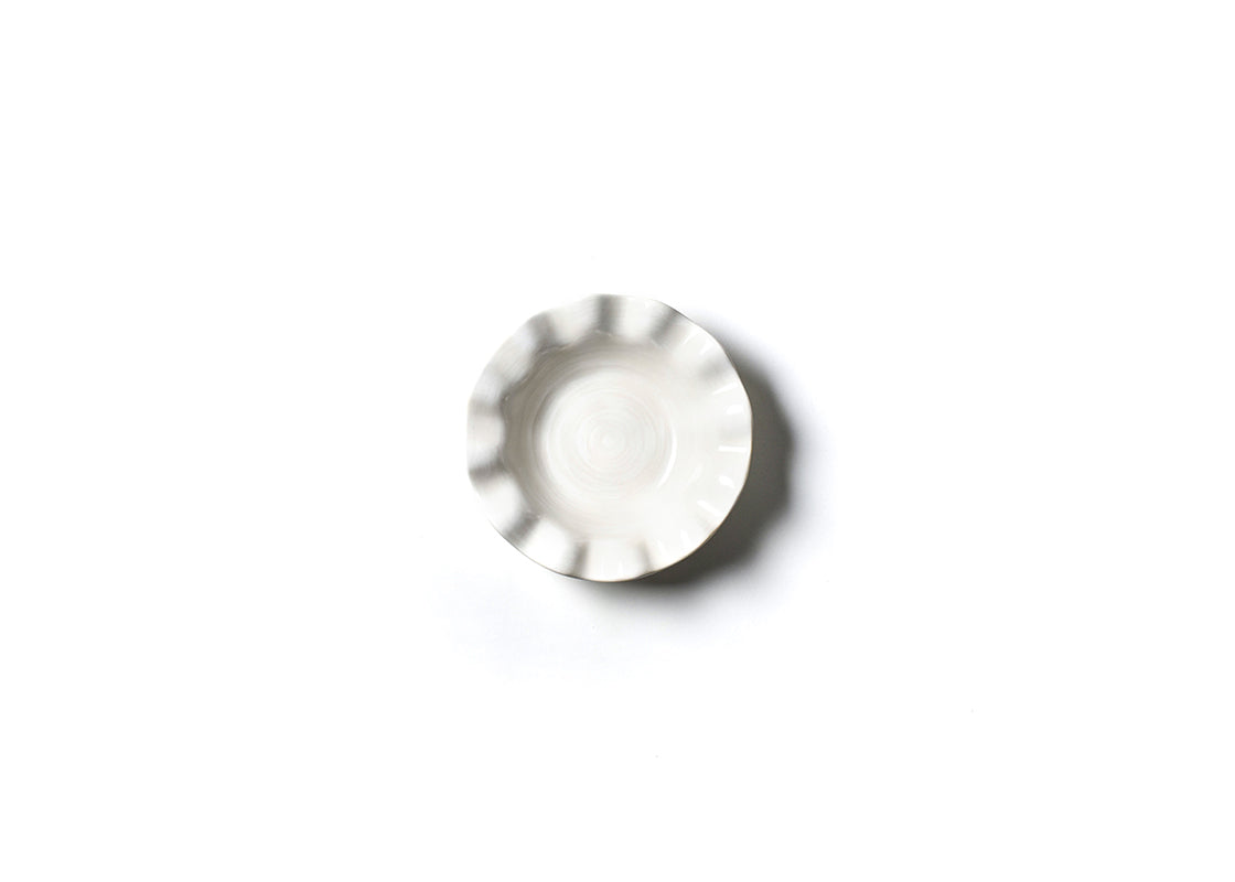 Interior view of Handcrafted Signature White Ruffle Flare Small Bowl Showcasing Subtle Hand-Painted Brushstrokes