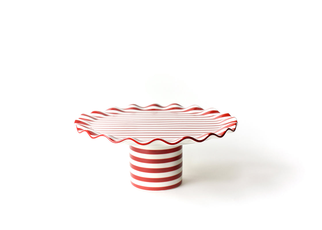 Red Stripe Large Ruffle Cake Stand