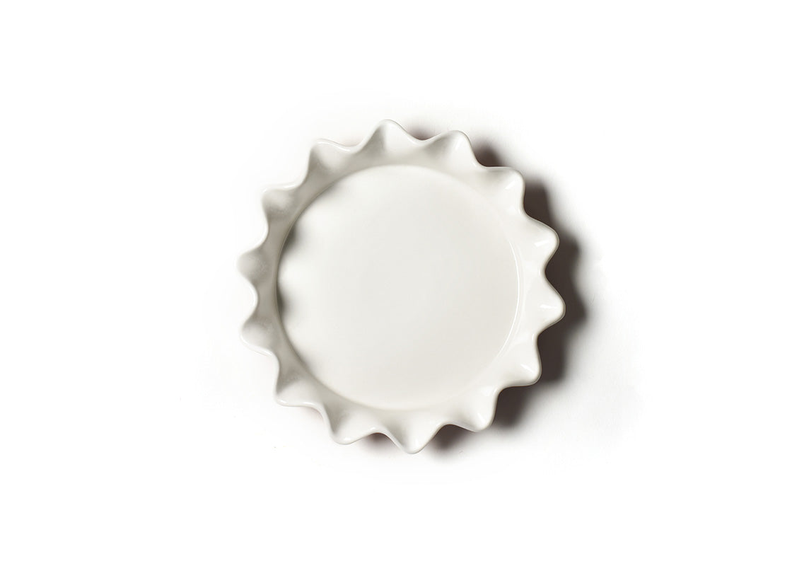 Overhead View of Red Stripe 8in Ruffle Pie Dish