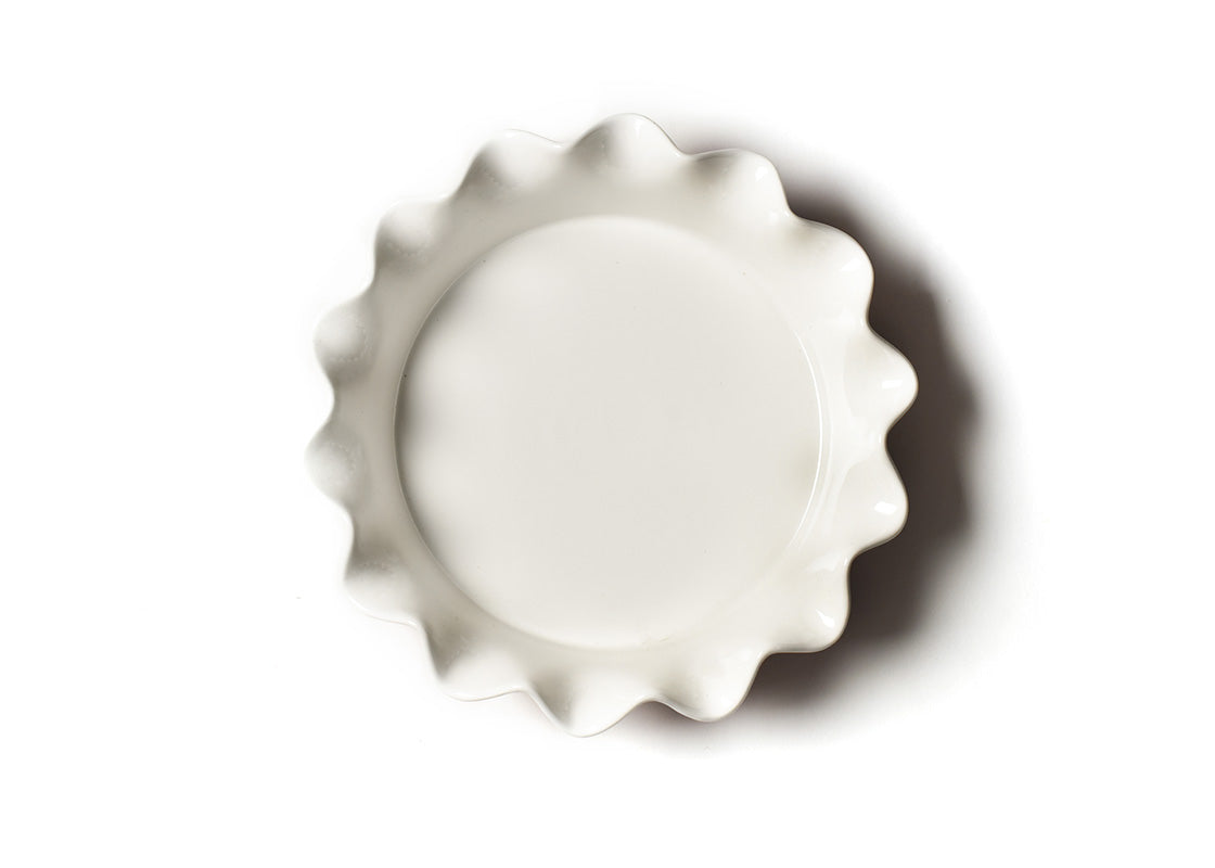Overhead View of Red Stripe 9in Ruffle Pie Dish