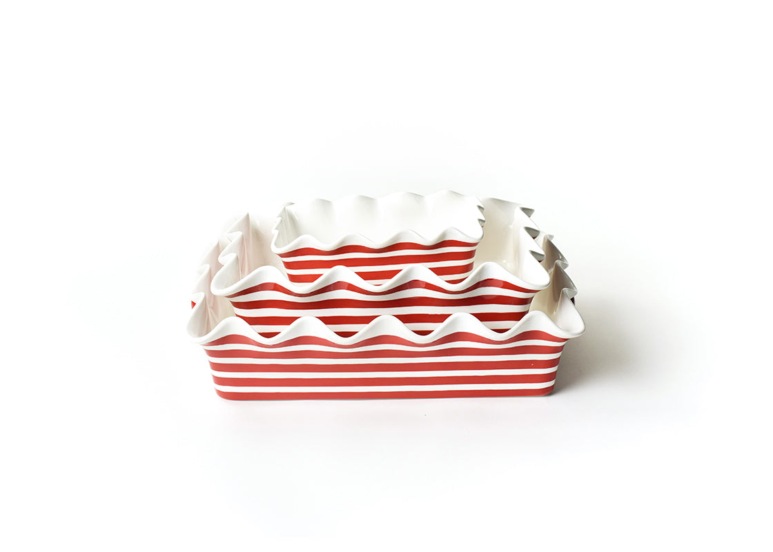 Red Stripe Baking Dish 3 Piece Set