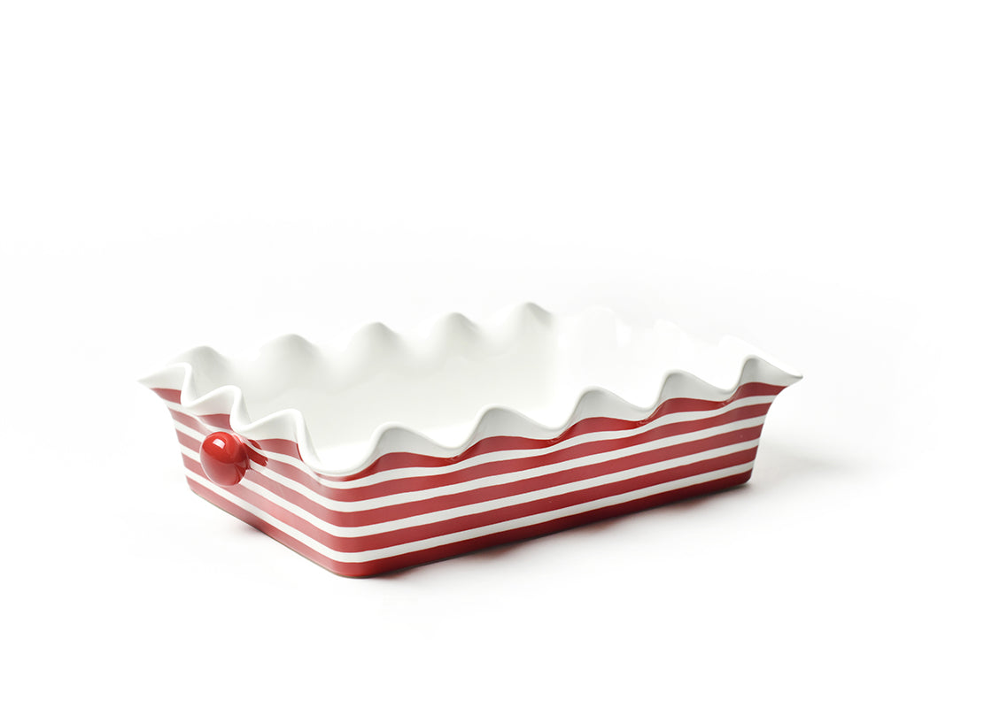 Red Stripe 14 Ruffle Casserole