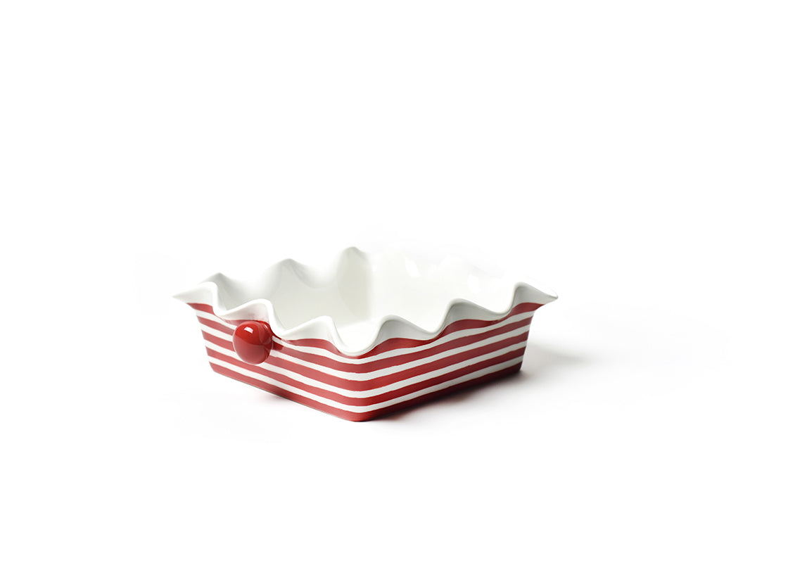 Red Stripe Square Ruffle Casserole