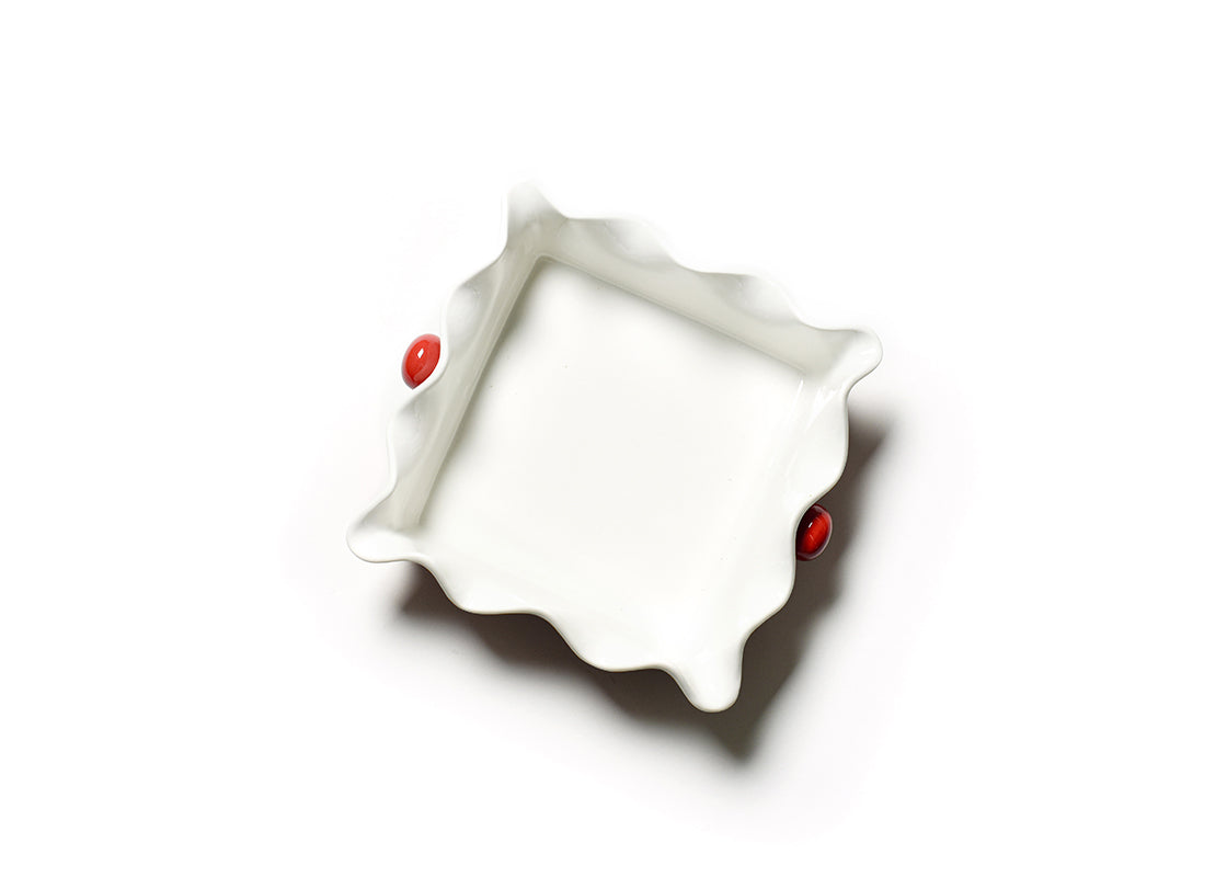 Red Stripe Square Ruffle Casserole