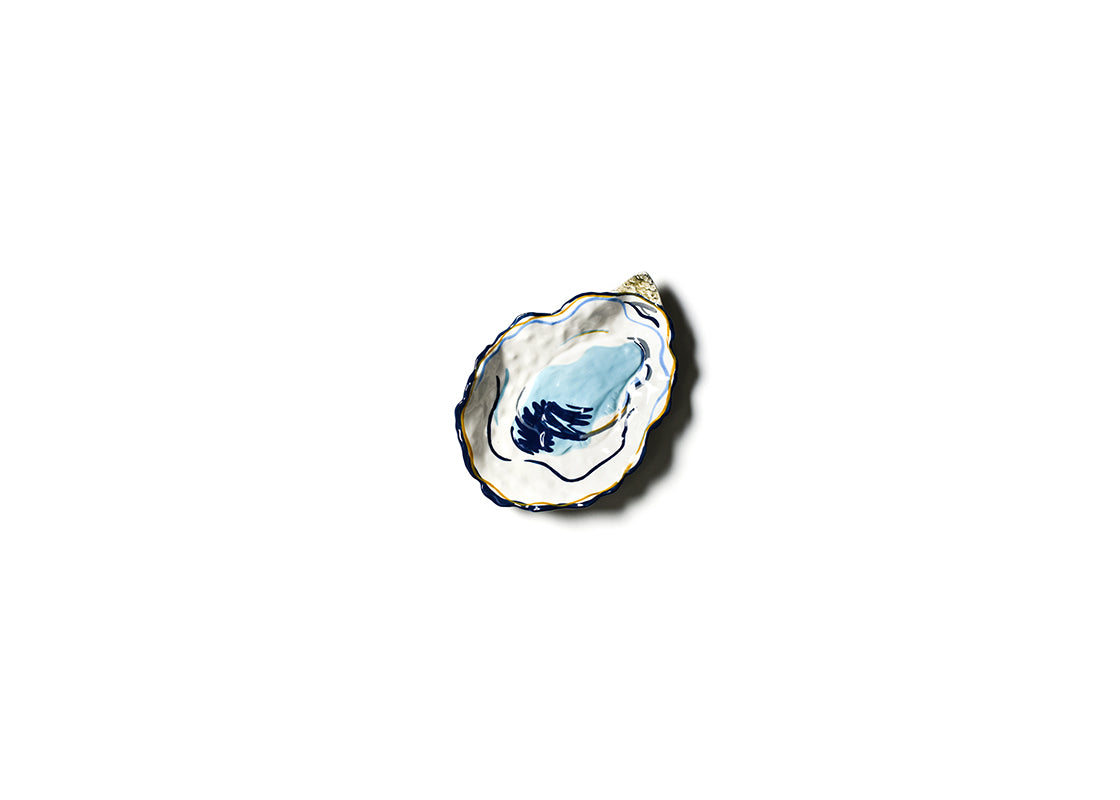 Overhead View of Oyster Trinket Dish Showcasing Hand-Painted Design Details and Beautiful Colors
