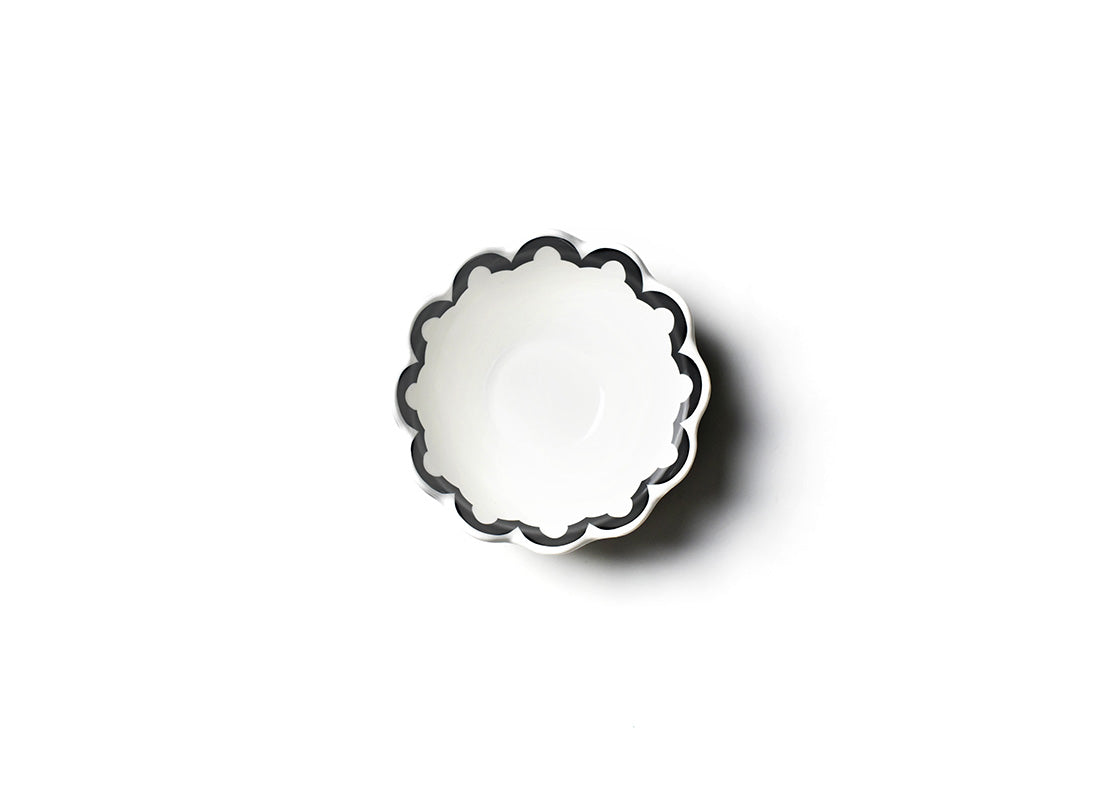 Interior view of Black Arabesque Trim Scallop Small Bowl Showcasing Design Details on Inside