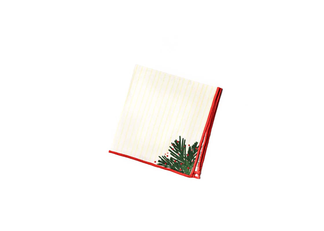 Overhead View of Folded Square Balsam Stripes Napkin Showcasing Closer Look at Design Details