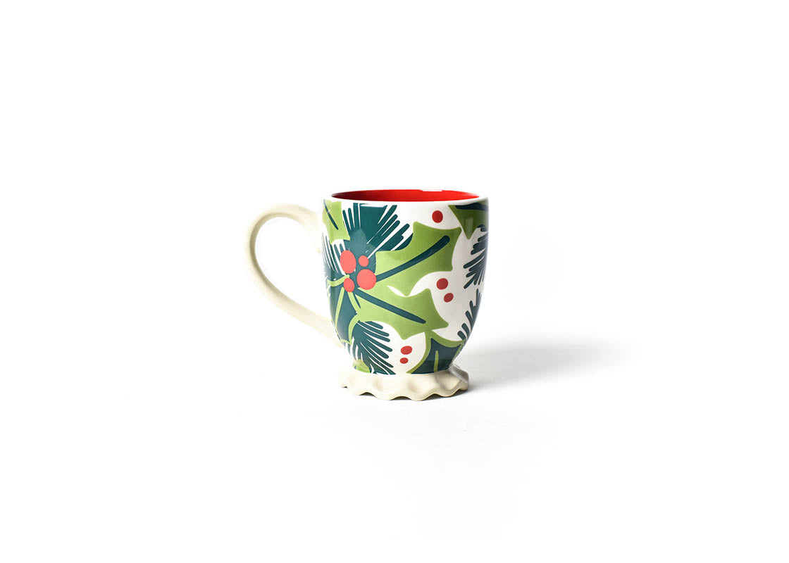 Front View of Holly Ruffle Mug