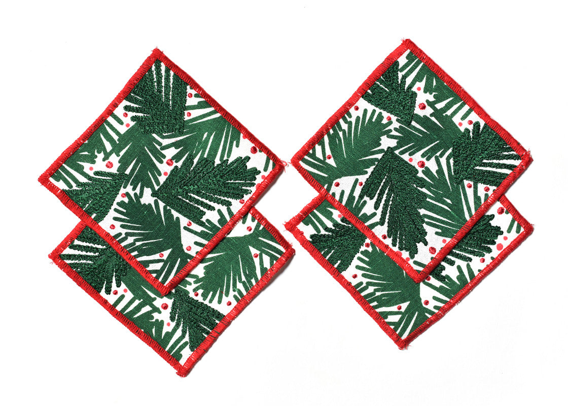 Overhead View of Creatively Placed Balsam Cocktail Napkins Set of 4 Showing all Pieces in Set and Personality
