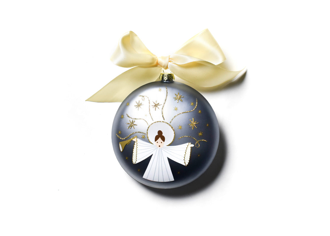 Front View of Birth of Christ - Luke 2:10 Glass Ornament Showing Design Details