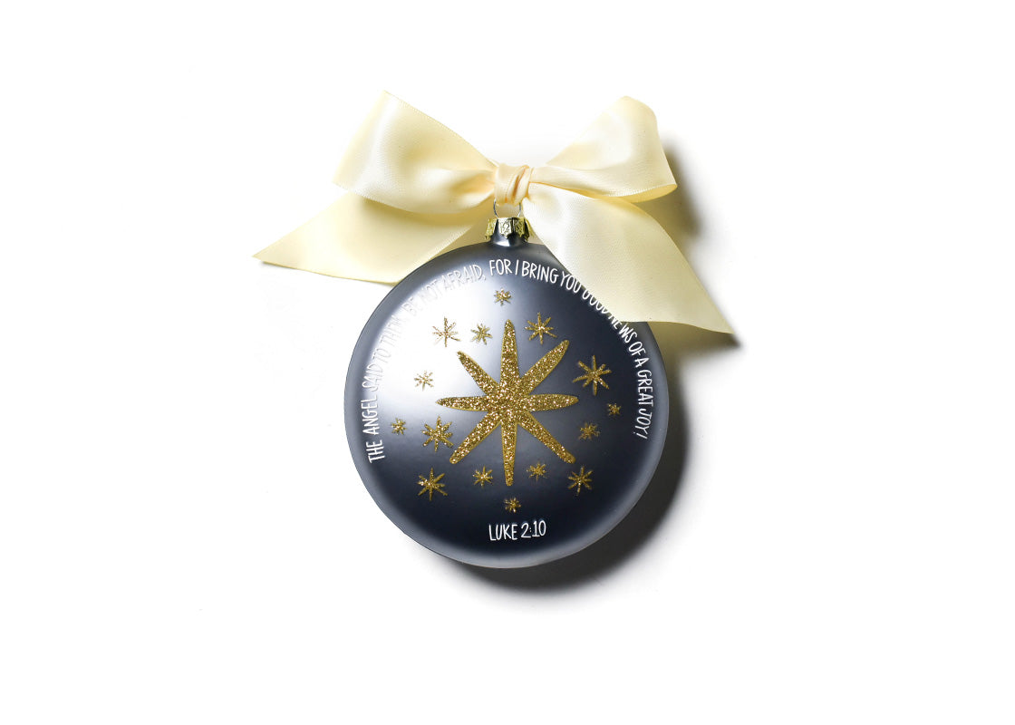 Back View of Birth of Christ - Luke 2:10 Glass Ornament Showing Design Details