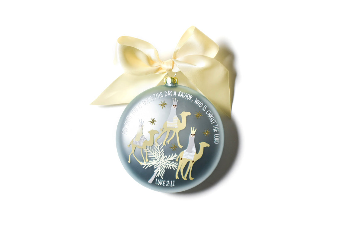 Back View of Birth of Christ - Luke 2:11 Glass Ornament Showing Design Details