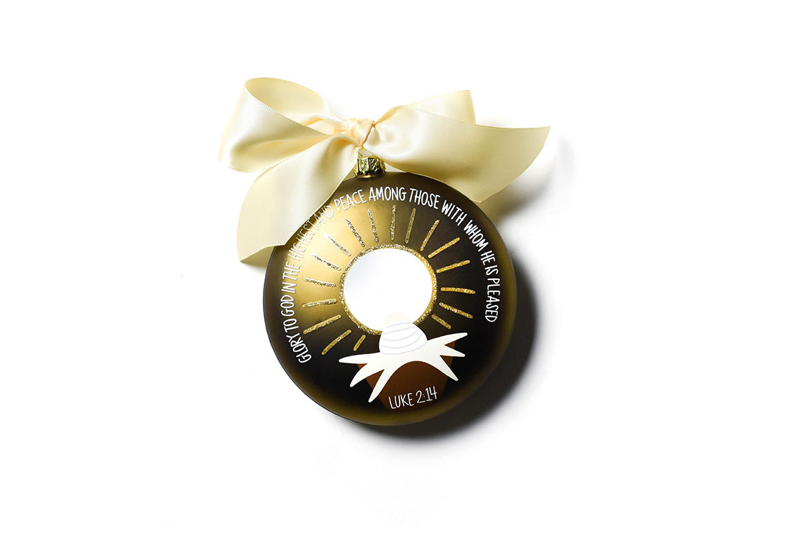 Back View of Birth of Christ - Luke 2:14 Glass Ornament Showing Design Details
