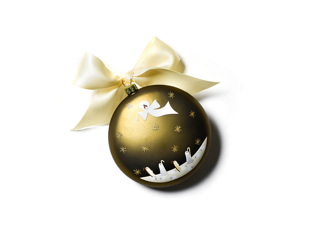 Back View of Birth of Christ - Luke 2:9 Glass Ornament Showing Design Details