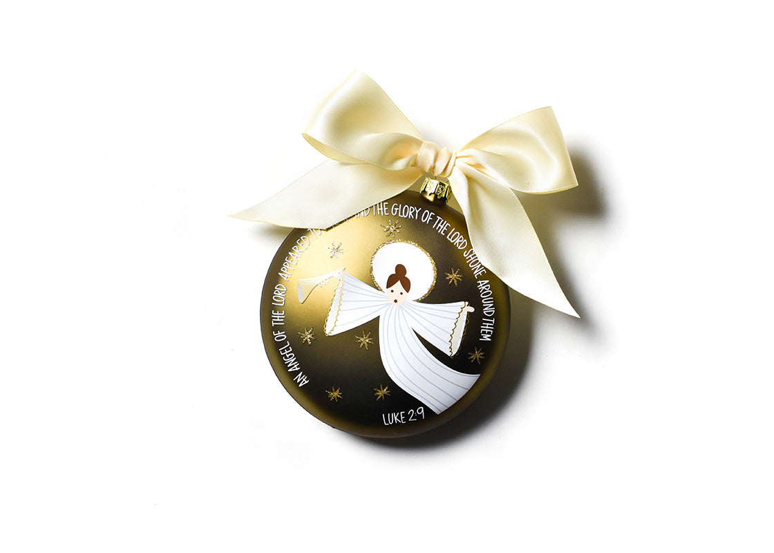 Front View of Birth of Christ - Luke 2:9 Glass Ornament Showing Design Details