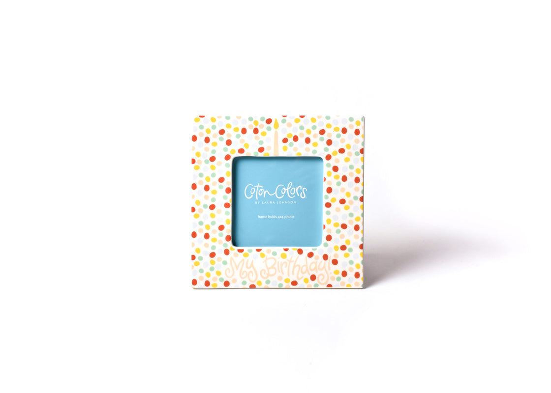 Front View of Pink Small Dot Birthday Square Frame