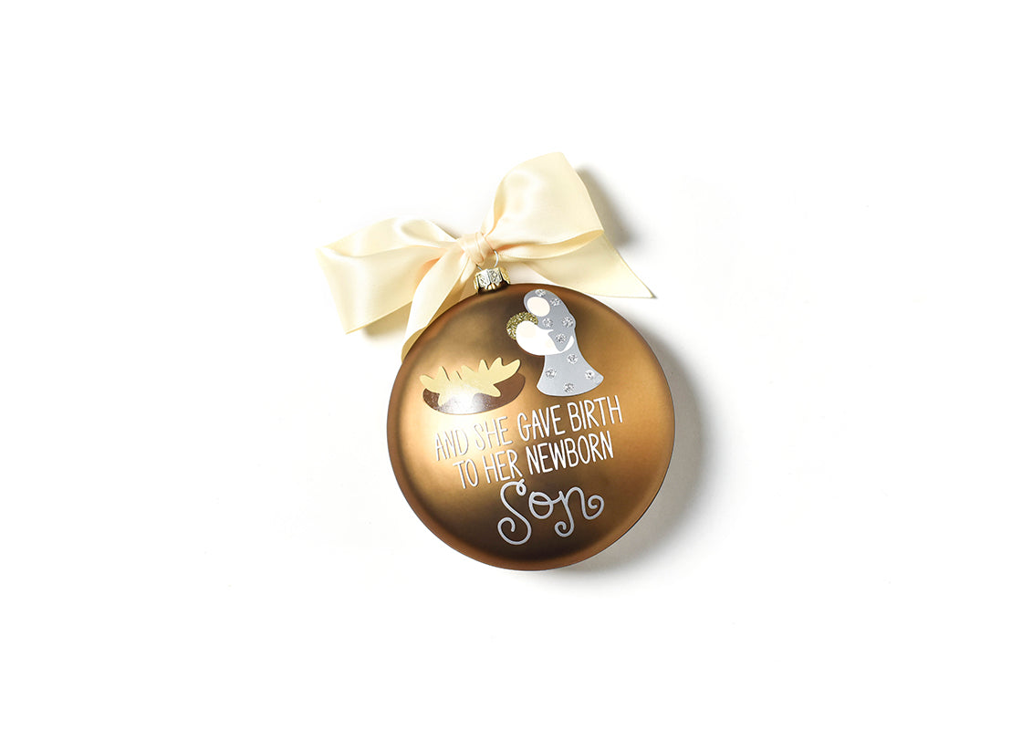 Gold Birth of Christ Bible Scripture Ornament