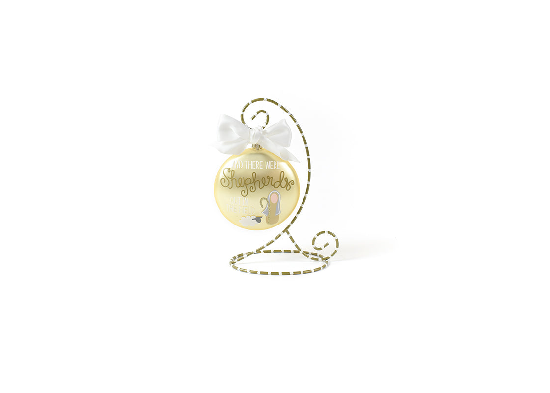 Front and Back View of Birth of Christ - Luke 2:8 120mm Glass Ornament Placed Side by Side