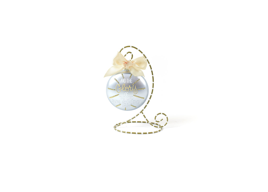 Front and Back View of Birth of Christ - Luke 2:9 120mm Glass Ornament Placed Side by Side