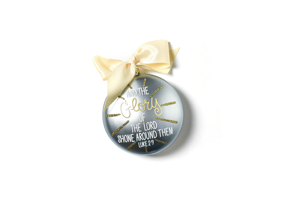 Back View of Birth of Christ - Luke 2:9 120mm Glass Ornament Showing Design Details