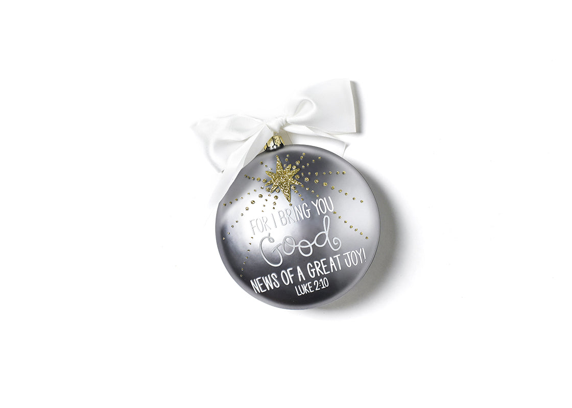 Back View of Birth of Christ - Luke 2:10 120mm Glass Ornament Showing Design Details