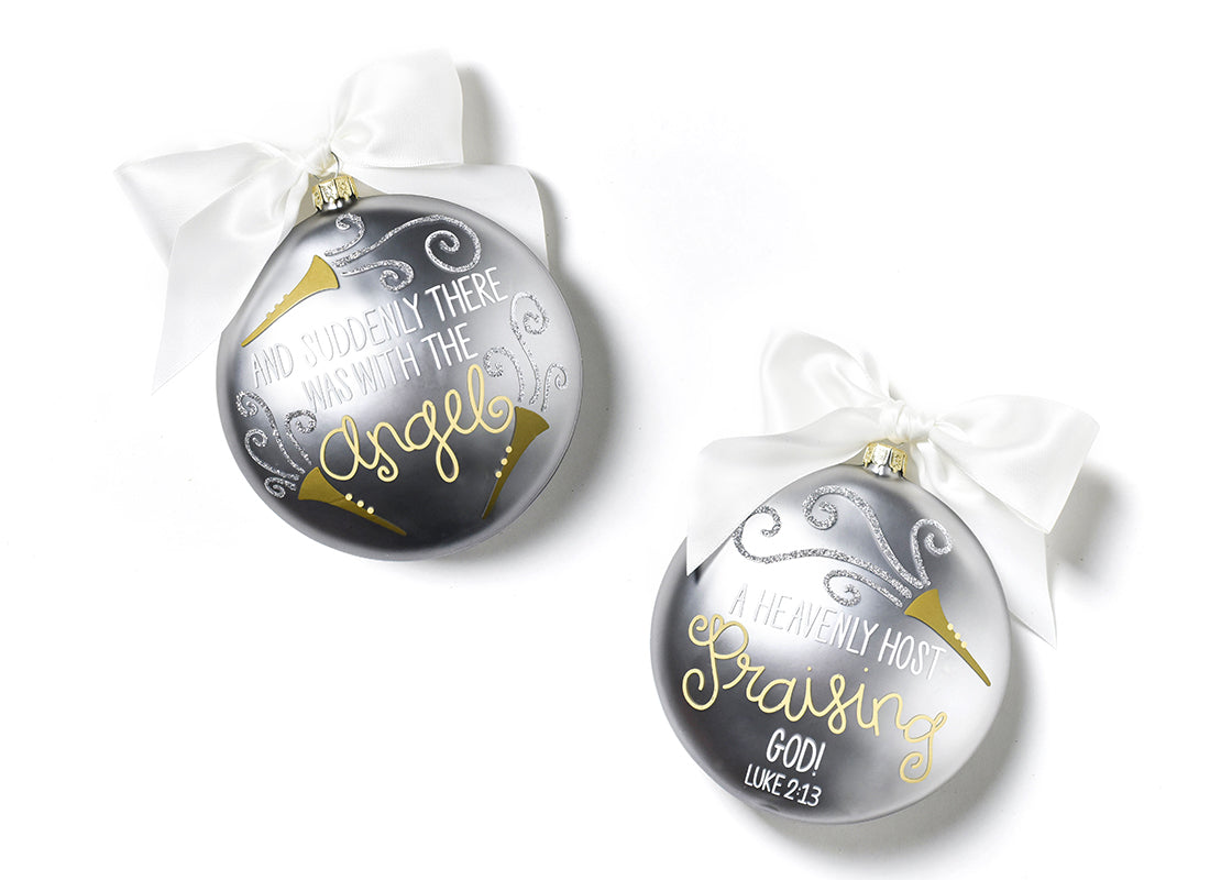 Silver with Gold Trumpets Bible Scripture Ornament