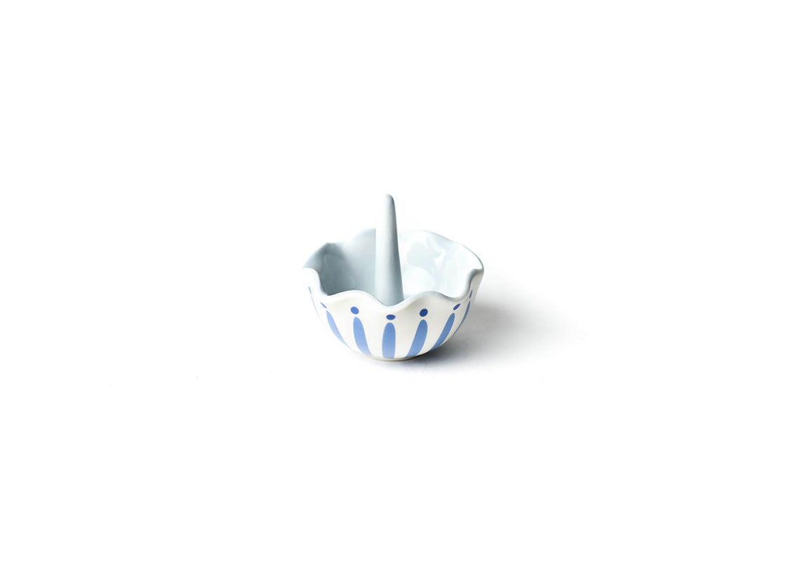 Front View of Iris Blue Burst Ruffle Ring Dish