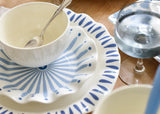 Ruffle Salad Plate with Coordinating Iris Blue Burst Tableware