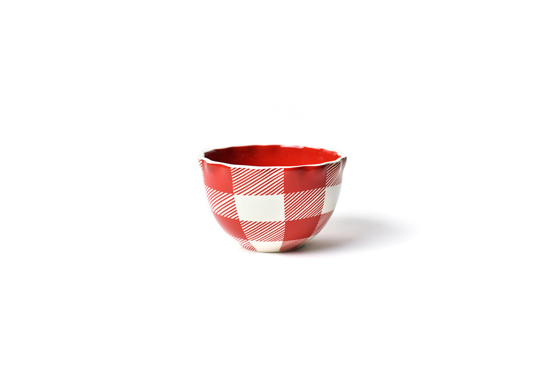 Front View of Red Buffalo Ruffle Small Bowl Showcasing Design Details on Outside